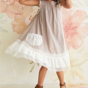 Chasing Fireflies Willow Prairie Cotton Gray Lace Boho Dress Size 12 Neutral